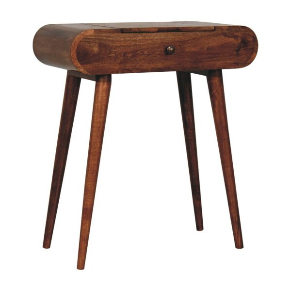 Artisan Furniture Solid Wood Mini Honey Caramel Dressing Table with Foldable Mirror, Brown