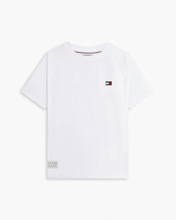 Tommy Hilfiger Tommy Flag Elevated Mens T-Shirt - White | CHO | Designer Mens Short Sleeve T-Shirts & Tops