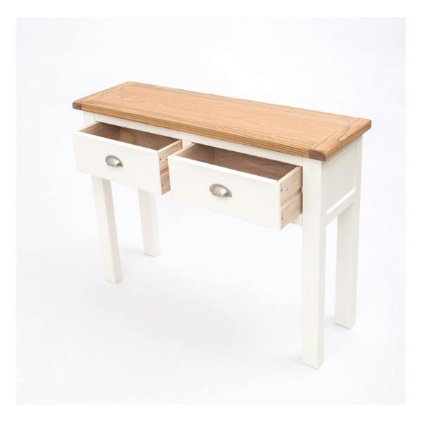 Cabinet Bits Lovere Off White 2 Drawer Console Table Satin Chrome Cup