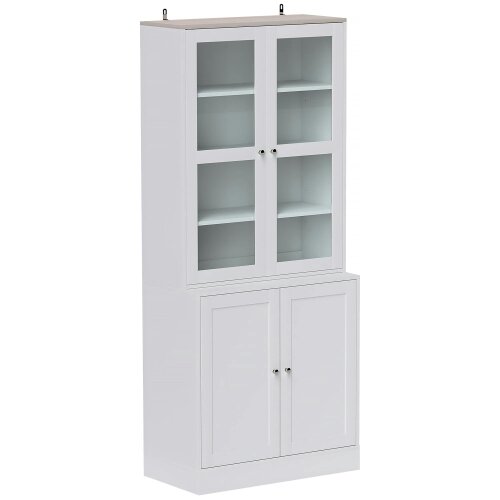 Wyld Haus Salu Wood White Double Compartment Display Storage Cabinet