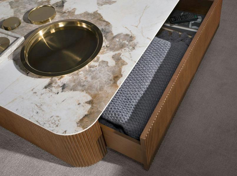 Angel Cerdá Porcelain marble and walnut square coffee table 2140