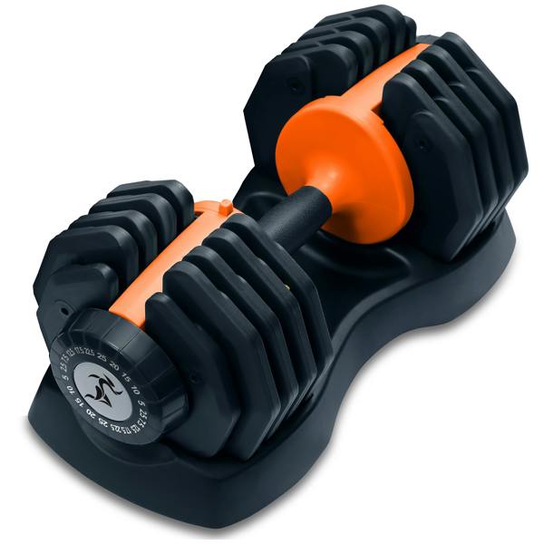 Homeology Urban25 Home Fitness Adjustable Dumbbell from 2.5kg to 25kg Single Training Weights Black Orange