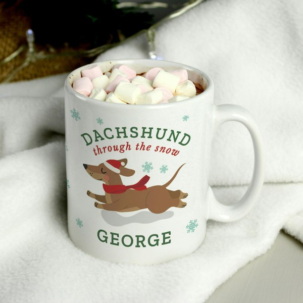 Personalised Memento Company Personalised Dachshund Through... Christmas Mug