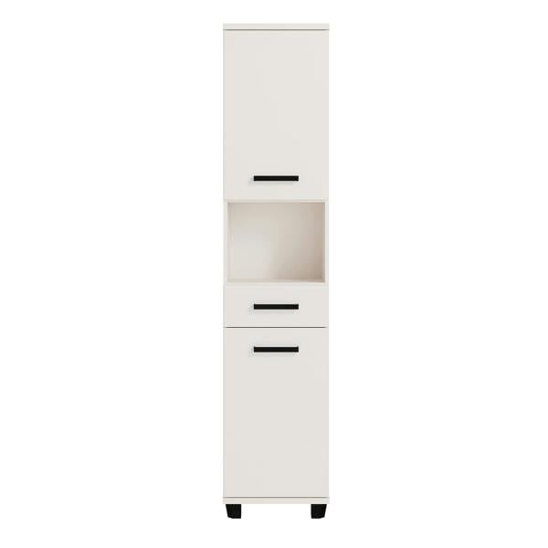 Furniture To Go Veris Tall Narrow Bathroom Cupboard with 2 Doors & 1 Drawer in Sand