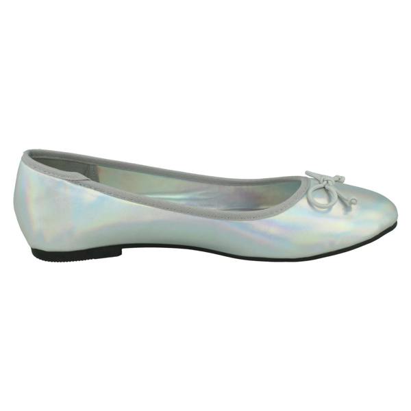 Spot On Ladies Spot On Flat Metallic Ballerina Shoes F80398