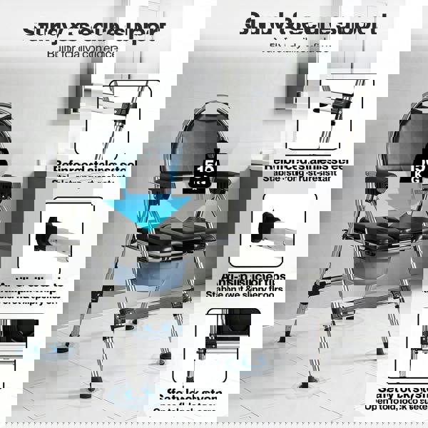 Levede Folding Commode Chair Adjustable Height Bedside Toilet Shower Seat 150kg