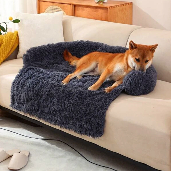 Living and Home Plush Detachable Sofa Dog Bed - Cozy Winter Pet Mattress in Deep Grey (Large)