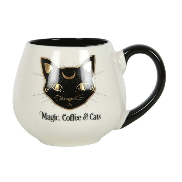 Something Different Magic Coffee & Cats Round Mug - White/Black