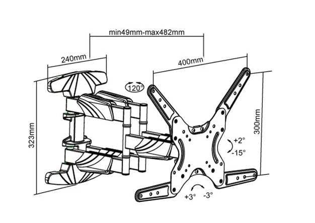 Intec Brackets Double Arm Swivel and Tilt TV Wall Bracket for 19 to 60 Inch Screens, VESA 400 x 400