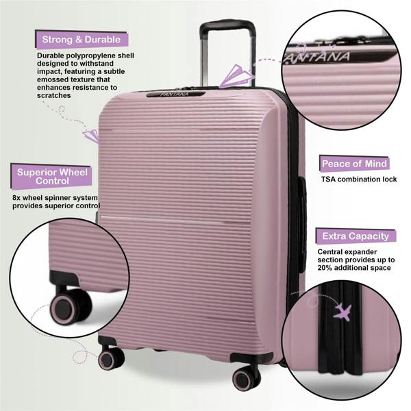 Eagle Luggage Expandable Hard Shell PP 8 Wheel Luggage Travel Cabin Holiday Bags Suitcase Set