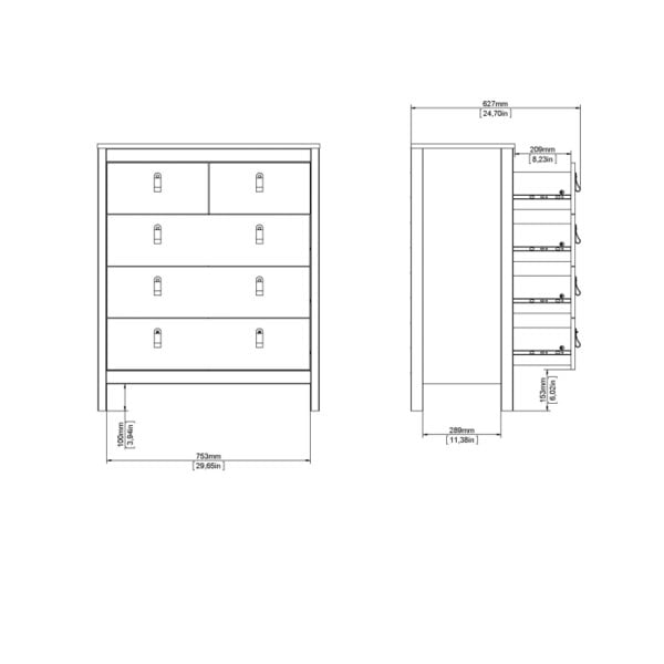 Wyld Haus Gossmere Natural Cashmere Chest 5 Drawers