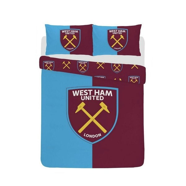 West Ham United FC Reversible Crest Duvet Cover Set - Claret/Blue/Yellow