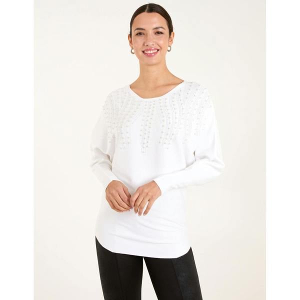 Blue Vanilla Embellished Pearl Knitted Jumper