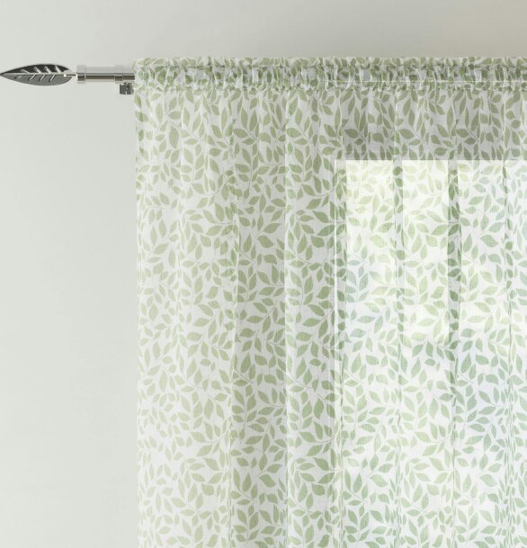 Tyrone Textiles Leaf Print Linen-Look Voile Panel - Pair