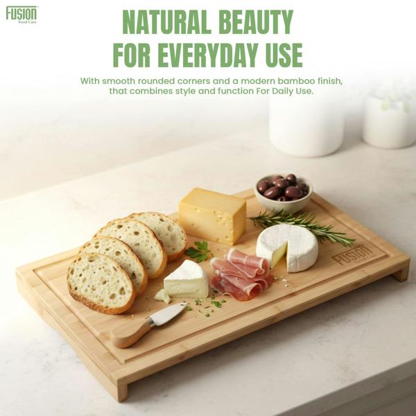 Fusion Food Care Fusion Food Bamboo Chopping Board - 54x28cm Large Cutting Board for Kitchen Food Grade Board for Cutting Meat & Vegetable