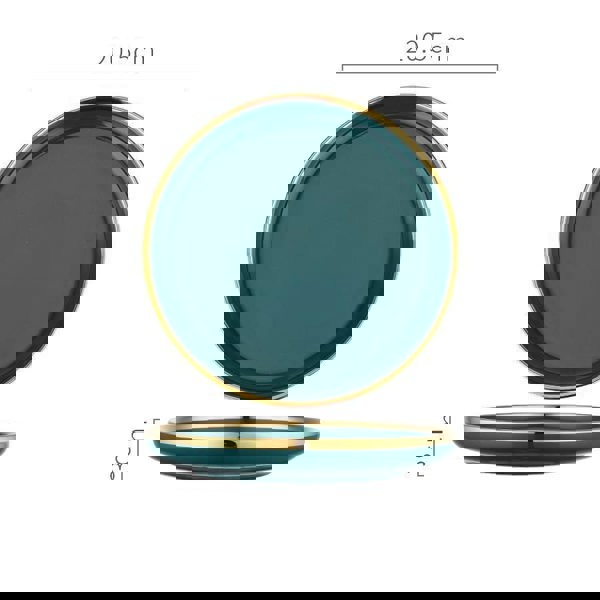 9 Piece Dinner Set, Green And Gold-Weilai Concept-Weilai Concept