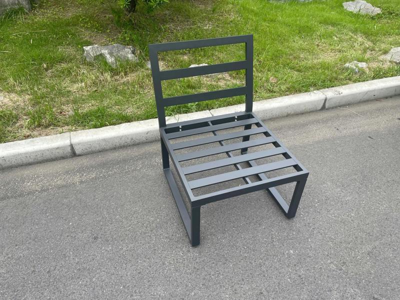 Fimous Aluminum Outdoor Garden Furniture Armless Sofa Chair With Seat And Back Cushion Dark Grey
