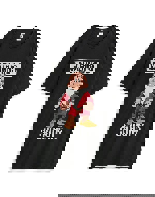 Disney Snow White & The Seven Dwarfs Mens Black Grumpy Short Sleeve Long Leg Pyjama Set