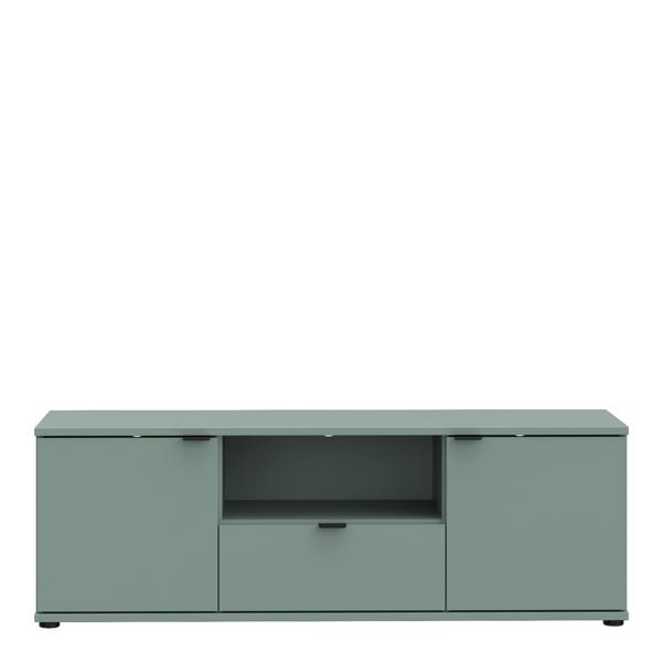 Furniture To Go Ganymede Wide TV Unit with Open Shelf & 2 Doors in Sage Green
