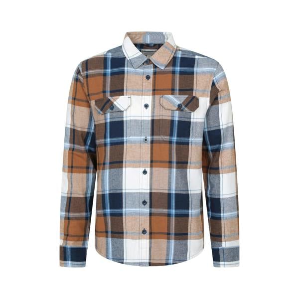 Mountain Warehouse Mens Trace Flannel Long-Sleeved Shirt - Tan - 
