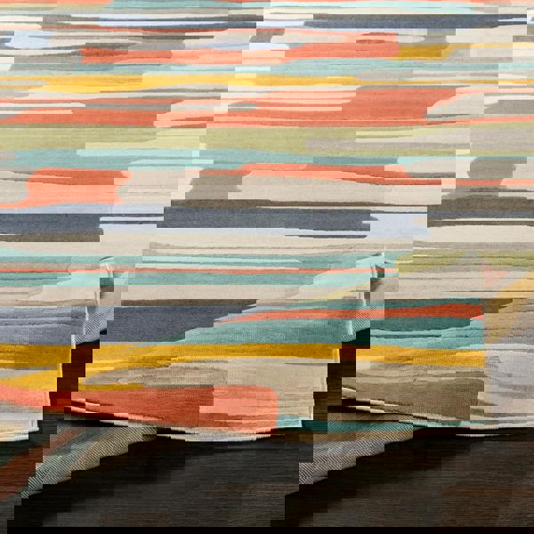 Livabliss City-Modern Orange Yellow Grey Graphic Rug