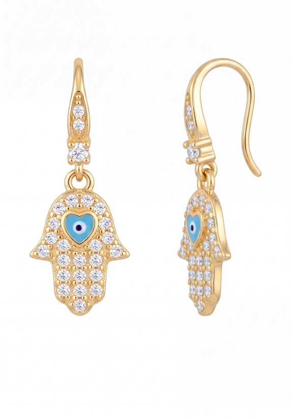 Latelita Hamsa Hand Drop Earrings Gold