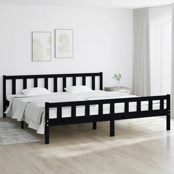 Berkfield Bed Frame Black Solid Wood 160x200 cm