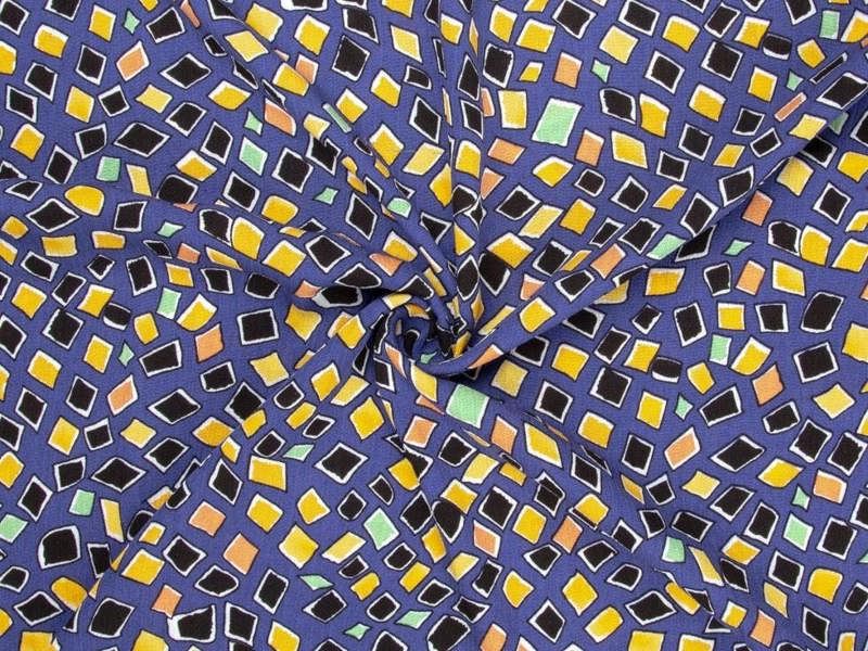 Minerva Core Range Deadstock Crinkle Texture Viscose Crepe Fabric - Geometric Design Dressmaking Fabric, 130 cm / 52" Wide - per metre