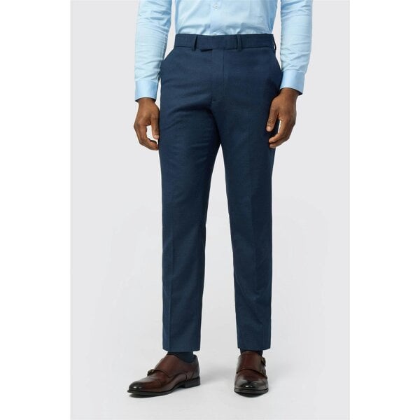 Antique Rogue Slim Fit Navy Texture Stretch Trousers