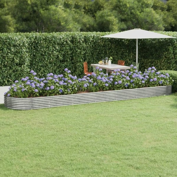 Berkfield Garden Raised Bed Powder-coated Steel 600x140x36 cm Silver