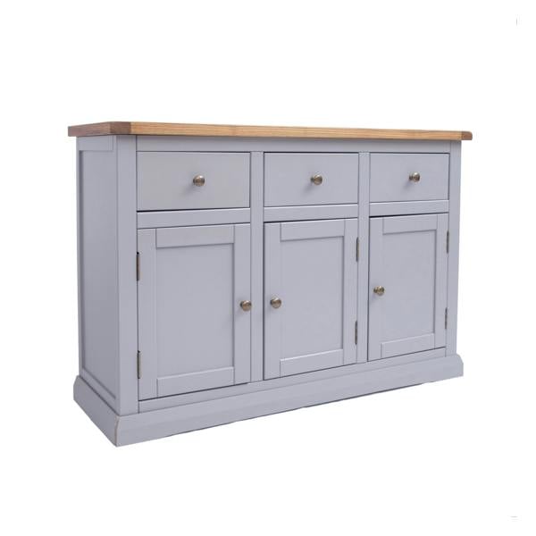 Cabinet Bits Rocca Grey 3 Drawer 3 Door Sideboard Brass Knob