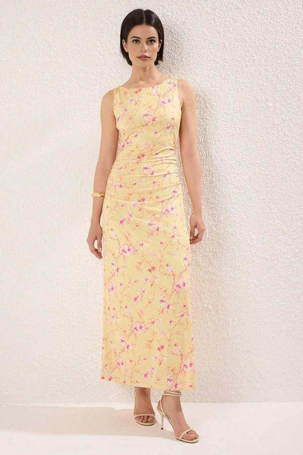WOVCOR Floral Print Fitted Flexible Knit Pencil Dress