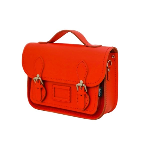 Zatchels Leather Midi Satchel - Pillar Box Red