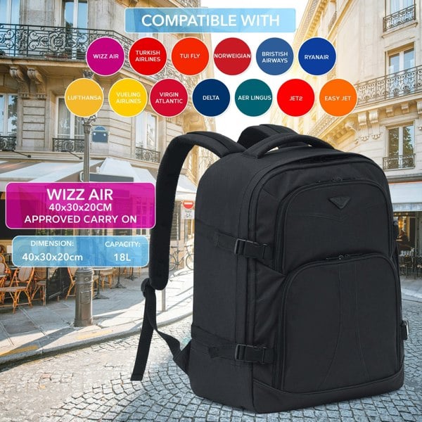 Flight Knight Underseat Backpack 40x30x20cm Wizz Air Free Carry On Luggage BA Jet2