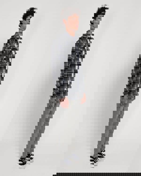 Larsson & Co Grey Melange Check Jersey Casual Overshirt