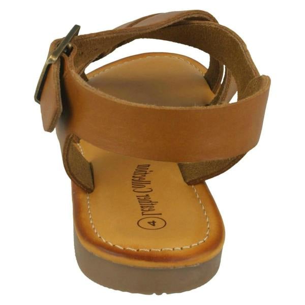 Leather Collection Ladies Leather Collection Buckle Slingback Sandals F00229