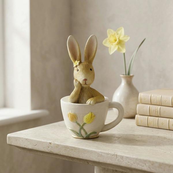Garden Greatness Spring Rabbit In Teacup Ornament