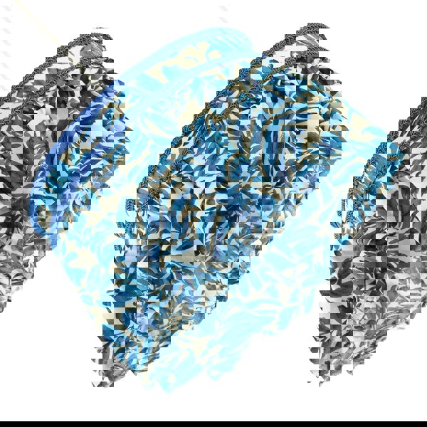 Hanging Cotton Pendant Shade with Blue Print and Embroidered Trims Image 4