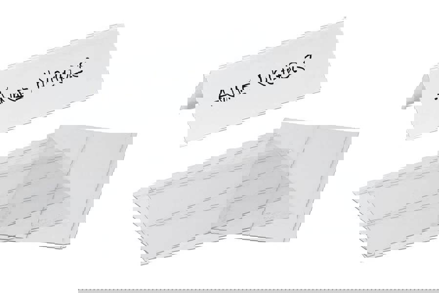 Durable Clear Plastic Table Place Name Holders and Inserts | 10 Pack | 61x210mm