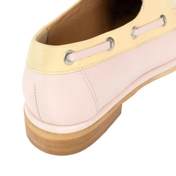 Embassy London Boatie - Yellow & Cream & Pink - Women's Leather Boat Shoe