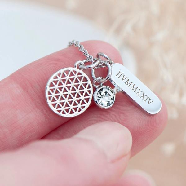 Personalised Mandala Charms Necklace - close-up detail