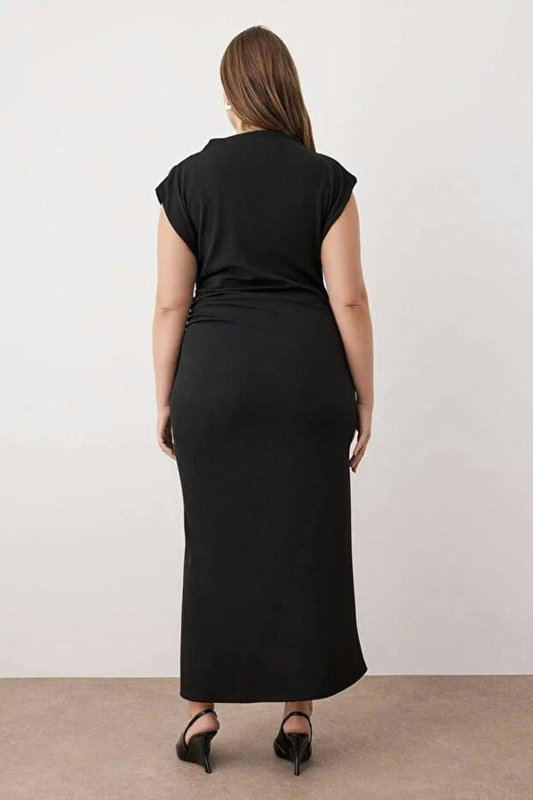 WOVCOR Midi Knit Dress with Gathering Detail