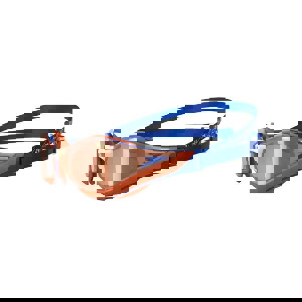 Speedo Fastskin Pure Focus Mirror Goggles in blue and orange with clear silicone lenses