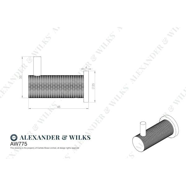 Alexander & Wilks Brunel Knurled Coat Hook
