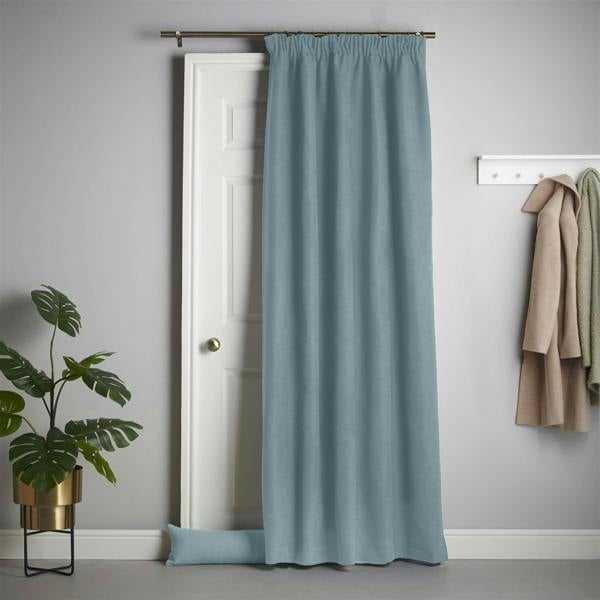 Luxury Living Velvet Chenille Thermal Fleece Lined Single Pencil Pleat Door Curtain