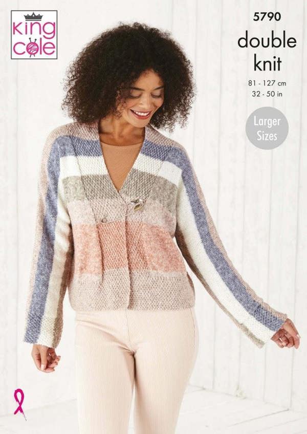 King Cole Harvest DK Knitting Pattern 5790, Cardigans for Women, 32 - 50 Inches