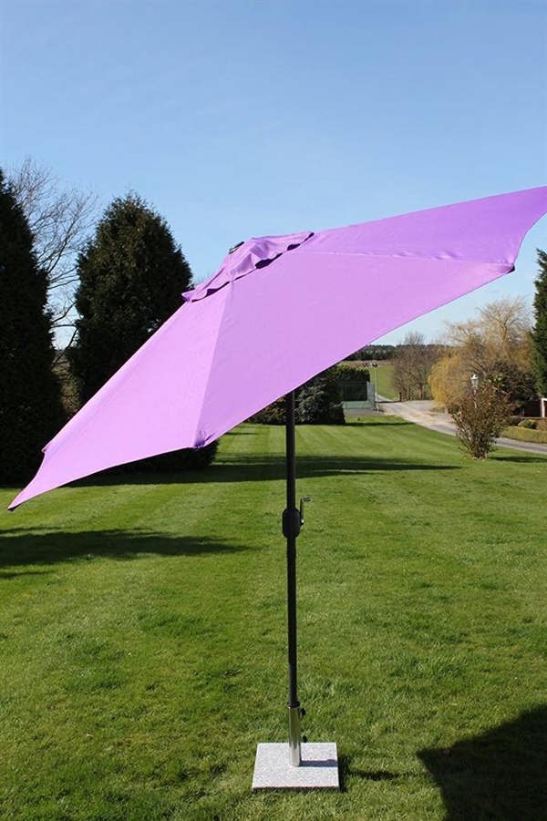 2.7M Wide Garden Parasol With Tilt and Crank-Purple