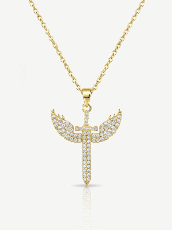 MUCHV Pave Winged Cross Necklace
