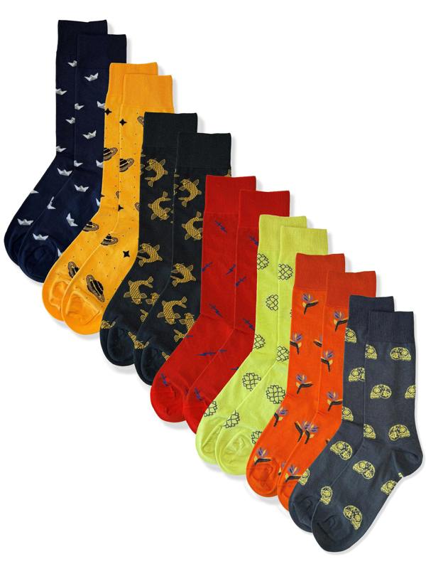 Jemsox The Weekly Rebel – 7 Pack Unisex Novelty Socks – Different Design for Every Day – UK 3.5-6.5