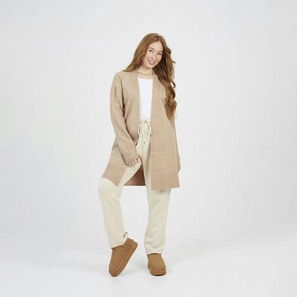 Brave Soul Tan Longline Dropped Shoulder Cardigan - Tan Image 3
